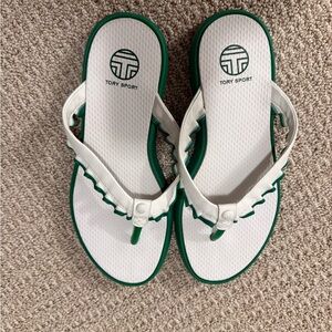 Tory Sport White and Green Sandals Size 7